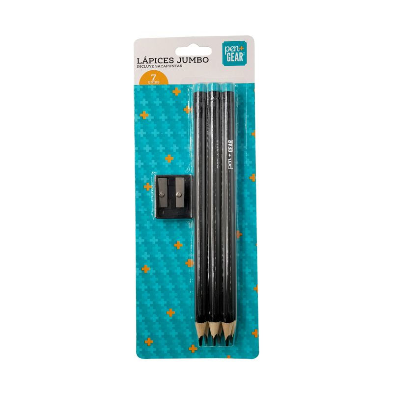 Lapices Jumbo 6 Unidades + 1 Sacapuntas Doble Pen&Gear
