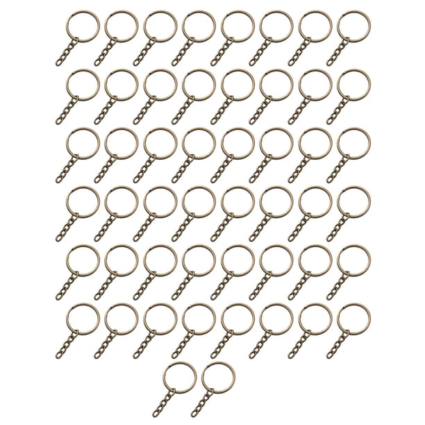 50 Piezas Llaveros Divididos Con Cadena Para Manualidades DIY Fabricación De Llaveros Hardware Bronce
