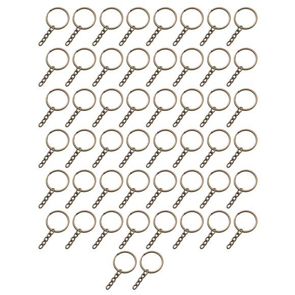 50 Piezas Llaveros Divididos Con Cadena Para Manualidades DIY Fabricación De Llaveros Hardware Bronce