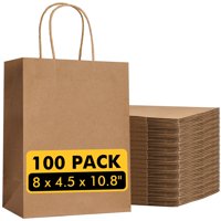 Bolsas De Papel Racetop Brown Kraft Con Asas, 100 Unidades, 22 X 11,5 X 27 Cm