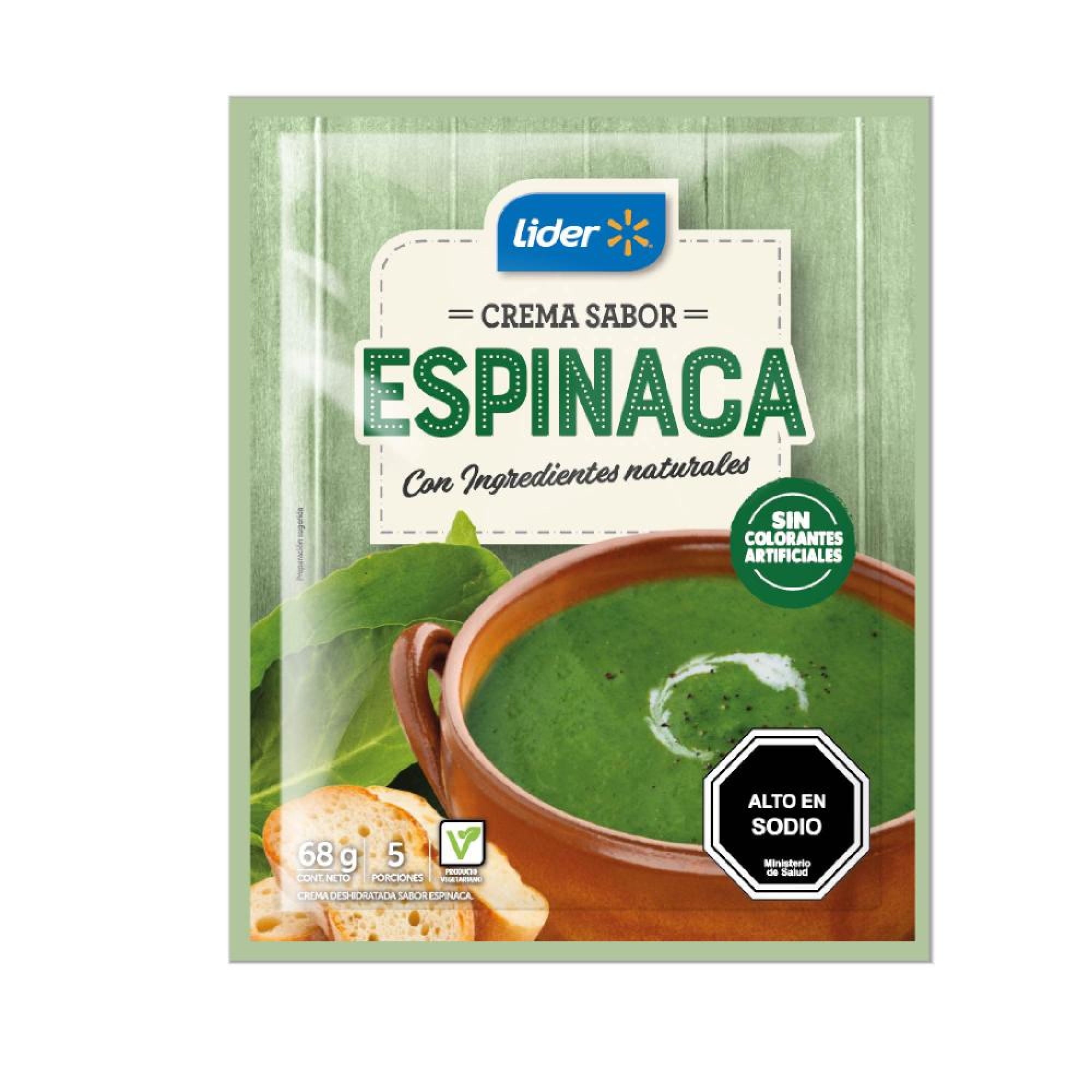 Crema De Espinaca (5 Porciones) Sobre 68 g Lider