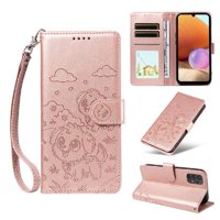 Funda Billetera Foxdock Compatible Con Samsung Galaxy M32 5G, Diseño Perrito Tierno, Ranuras Para Tarjetas Y Soporte Plegable