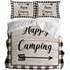 thumbnail image 1 of Juego de cama de 3 piezas con diseño de feliz camping en madera rústica, funda nórdica suave de lujo tamaño Queen, protector de edredón de microfibra con fundas de almohada para mujeres, hombres y ado, 1 of 7