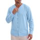 thumbnail image 5 of INSPIRE CHIC Camisa de Hombre de Algodón y Lino de Manga Larga con Botones Casual XL Azul, 5 of 6