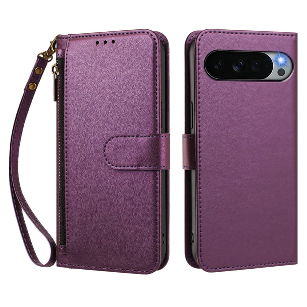 Funda Tipo Billetera para Google Pixel 11 Pro XL con Soporte y Bolsillo con Cierre Violeta intenso