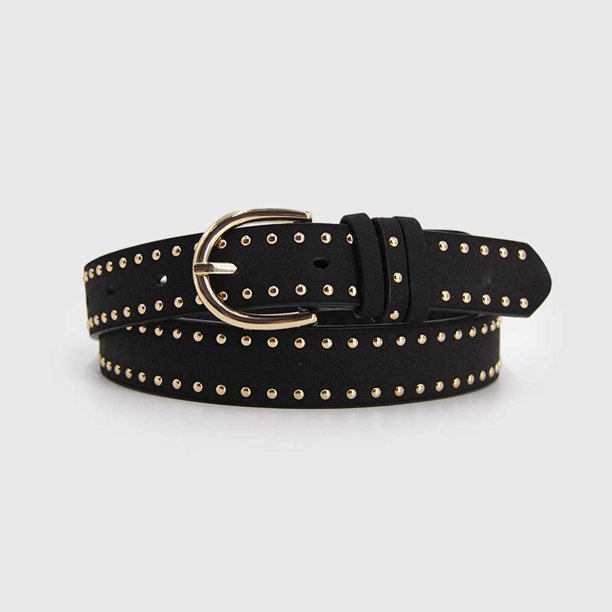 Cinturón Mujer Con Tachas Hebilla Básica Estilo Casual dorado Talla Única