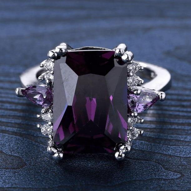 12ct Elegant Amethyst Wedding Ring with Zircon Decor - Perfect for Wedding Parties and Fashion Accessories for Women