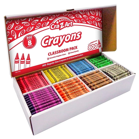 Crayon Cra-z-Art Bulk Class, paquete de 800 unidades, 8 colores surtidos
