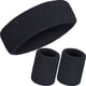 thumbnail image 4 of Juego de 6 bandas para el sudor a rayas, incluye 2 diademas deportivas y 4 muñequeras. Juego de bandas para el sudor a rayas de colores para hombres y mujeres., 4 of 7