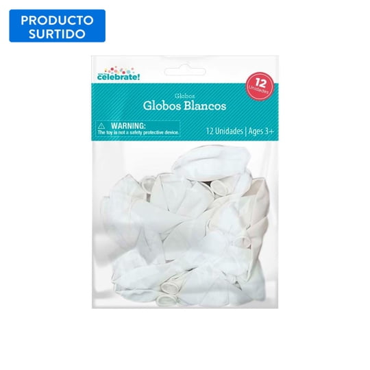 Set 12 Globos De Latex Color Blanco, 1 Un Way to celebrate