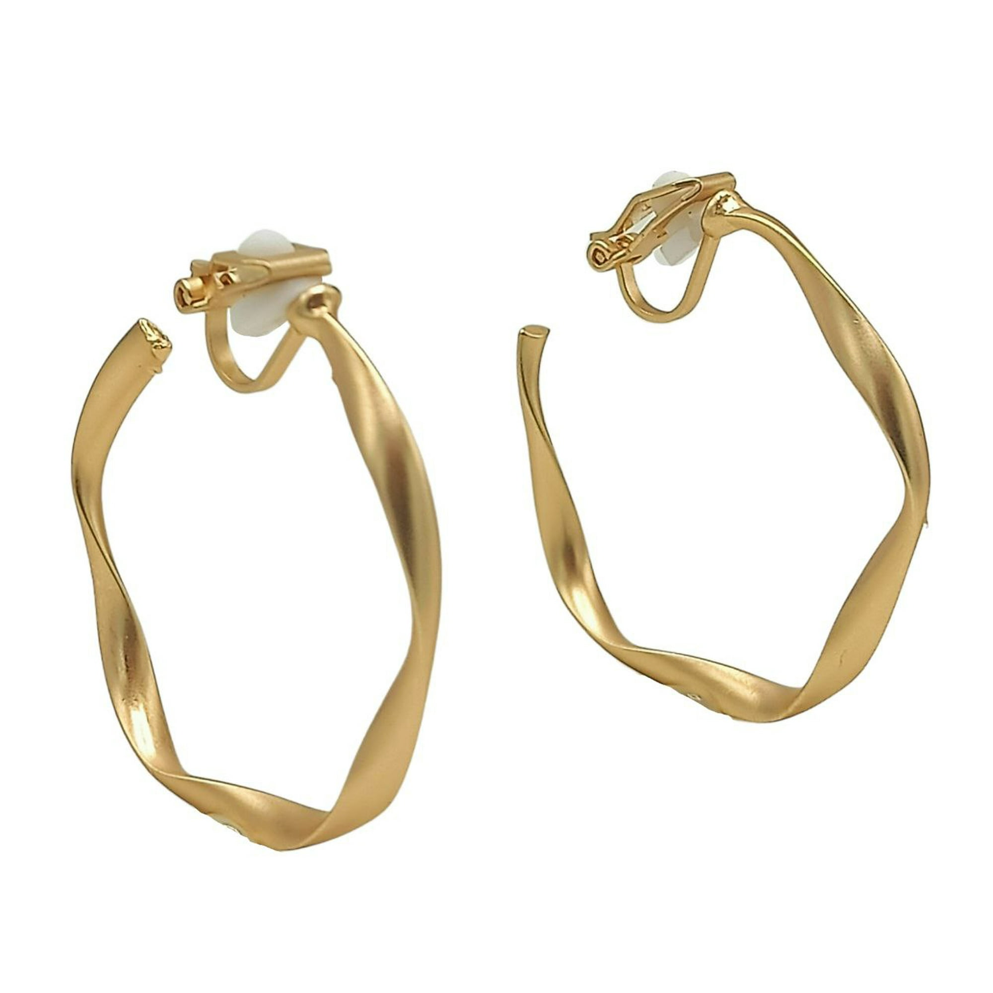 Elbauldejuma - Aros Sin Perforación Argollas Finas Relieve Bañadas En Oro