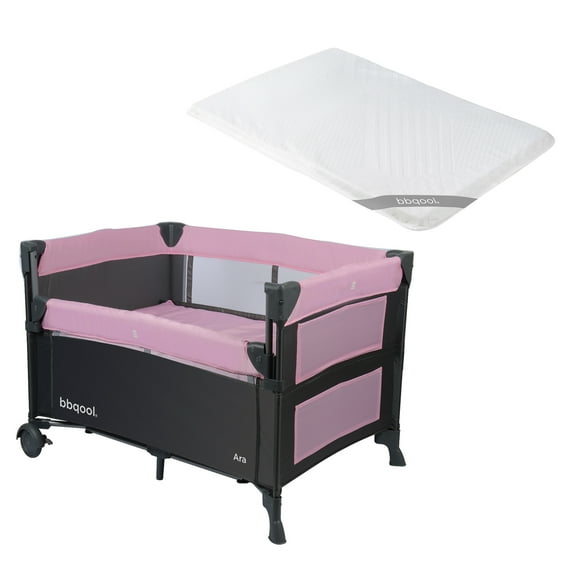 Cuna Playard Colecho Ara Rosado + Colchón de Viaje Plegable