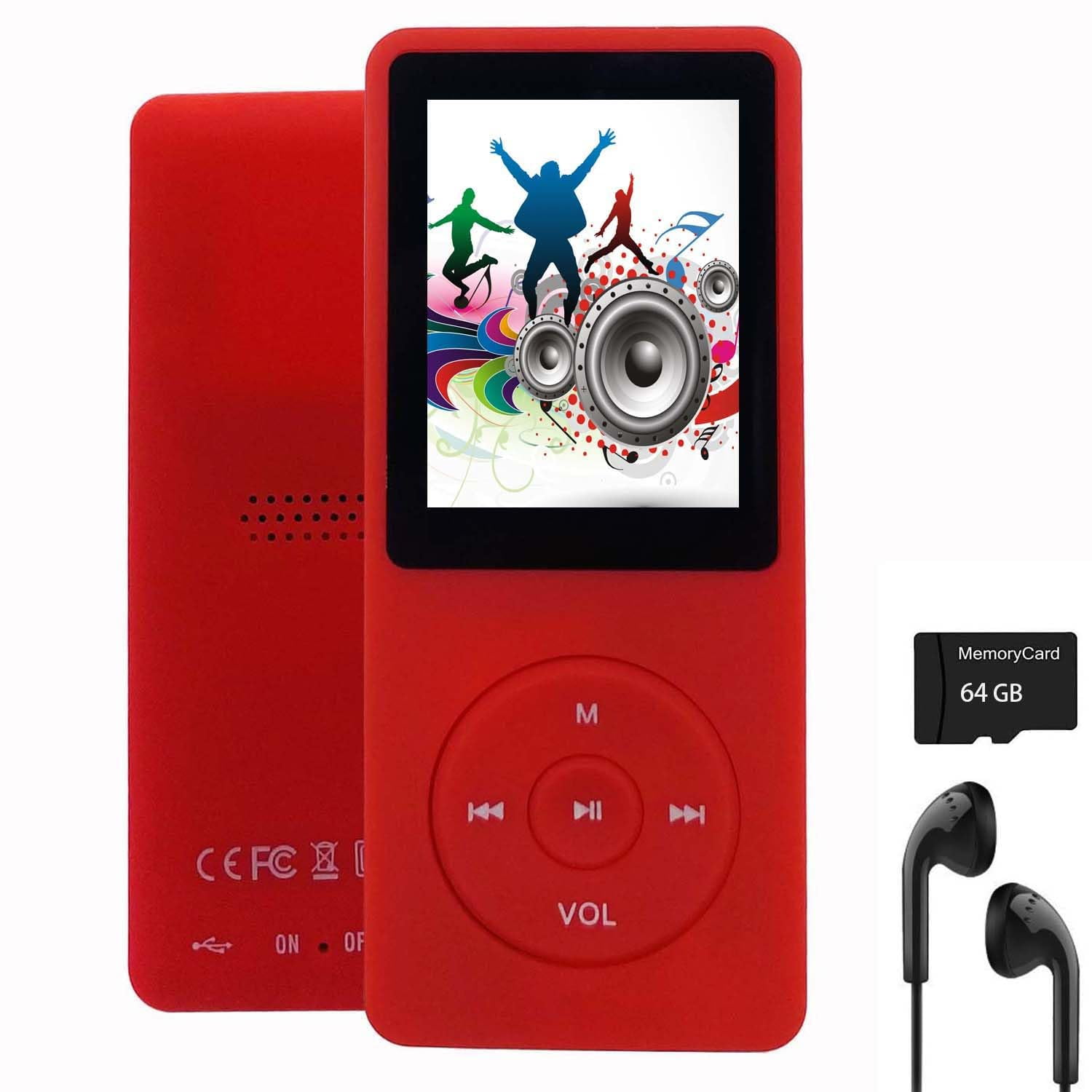 Reproductor Mp3 Imkavery Mp20 64 Gb Rojo Con Altavoz Para Auriculares 128 Gb