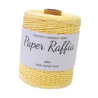 Magideal - Cinta De Papel De Rafia De 1,5 Mm De Grosor, Suave, 328 Yardas, Para Decoración De Bolsos De Crochet, Cestas Nido, Sombreros De Verano Y Tejido A Mano Amarillo