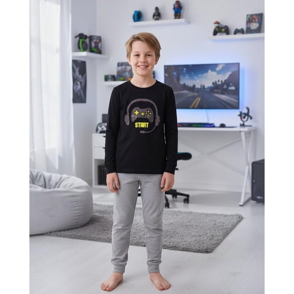 Pijama Niño Algodón Estampado Gamer Negro negro 4