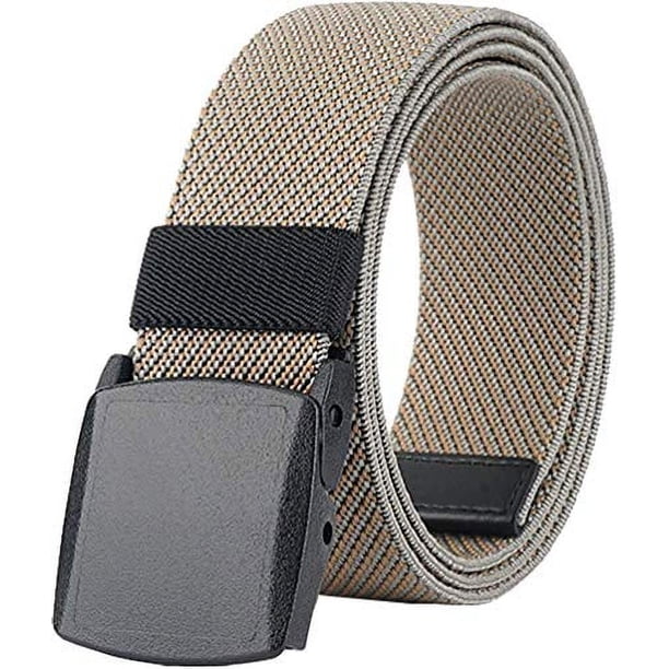 Cinturones elásticos para hombres y mujeres sin hebilla de plástico de metal para trabajo y viajes, 130cm, Caqui