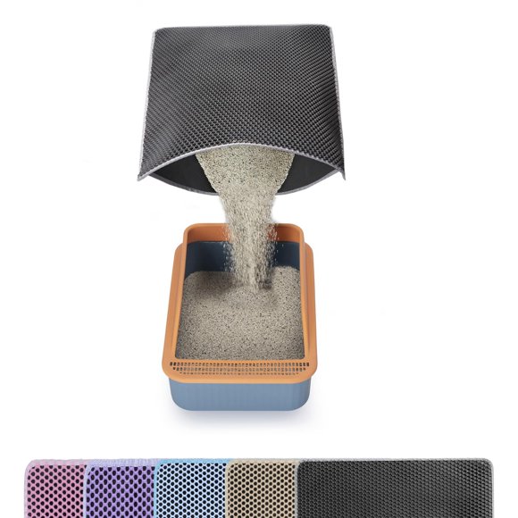 Tapete para arena de gato de 32"x22", doble capa, impermeable y antideslizante, plegable, tamaño mediano
