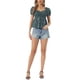 thumbnail image 2 of INSPIRE CHIC Blusa Floral para Mujer de Regreso a Clases Cuello Corazón Manga Corta Abullonada Top Peplum Fruncido Verde Oscuro M, 2 of 6