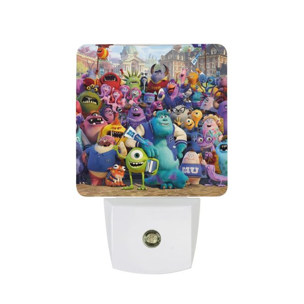 Monsters University / Universidad de Monstruos Luz nocturna LED con sensor de anochecer a amanecer para dormitorio, baño, pasillo, escaleras - Lámpara LED nocturna de enchufe, 0.5W - 1 pieza