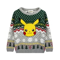 Jersey Navideño Pokémon Pikachu Para Niños, Gris | 5-14 Años