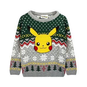 Jersey Navideño Pokémon Pikachu Para Niños, Gris | 5-14 Años