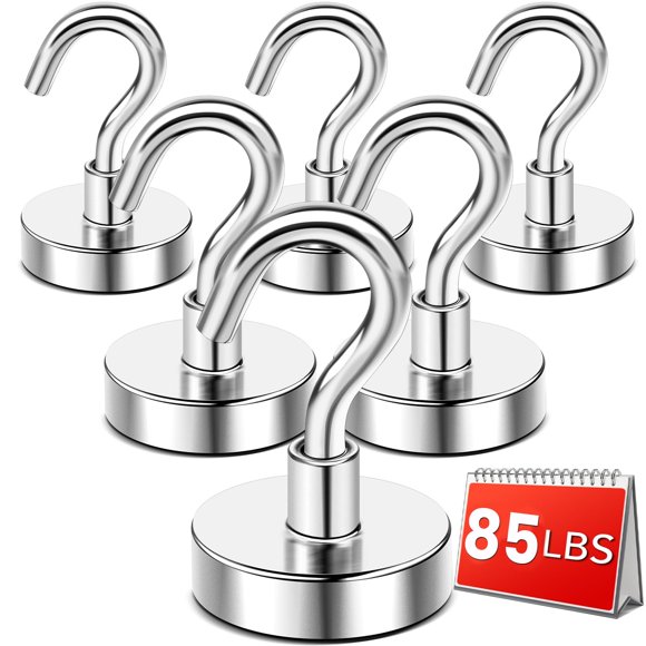 Ganchos Magnéticos DIYMAG 85 lb (38 kg) Pack de 6 Plateados