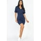 thumbnail image 2 of Saronite Vestido Mini Básico Ajustado de Manga Corta con Cuello en V, Azul Marino (para Mujer), 2 of 5