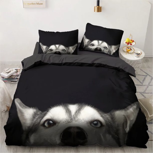 Animals Bedding Set Lovely Pet Printed Comforter Black Duvet Cover Kids Home Decor Gift Dropshipping
