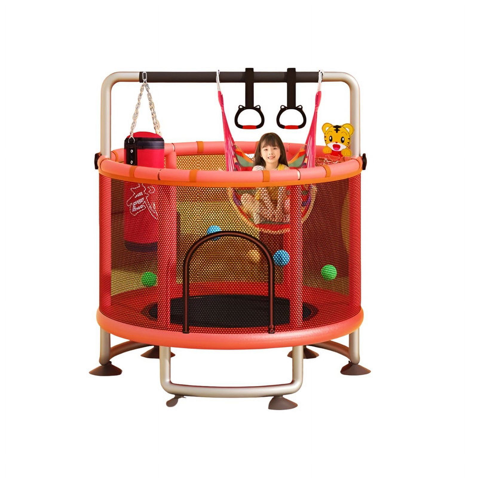 Babyluna - Mini Trampolín Cama Elástica 1.4m Con 5 Juguetes Rojo