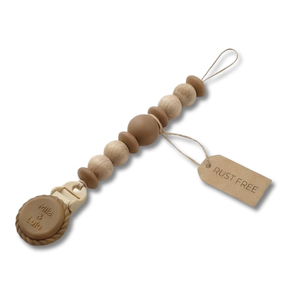 Pinza para chupetes Mila & Lulu de silicona y madera de haya natural