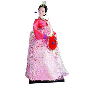 Magideal - Figura De Geisha Coreana Estatua De Kabuki Adorno De Muñeca Oriental Figuras De Dama De 12"" Muñeca Hanbok Geisha Coreana Muñecas Hanbok Para Decoració Rosa