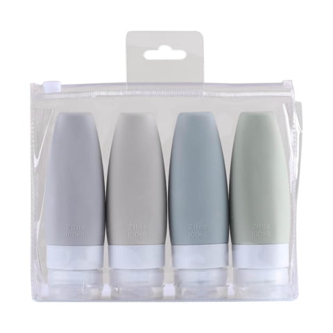 Magideal - De Viaje De Silicona, Exprimibles Con Bolsa De Transporte Transparente, Contenedor De Artículos De Tocador Portátil Para Loción, Jabón, Champ , 4X 60Ml