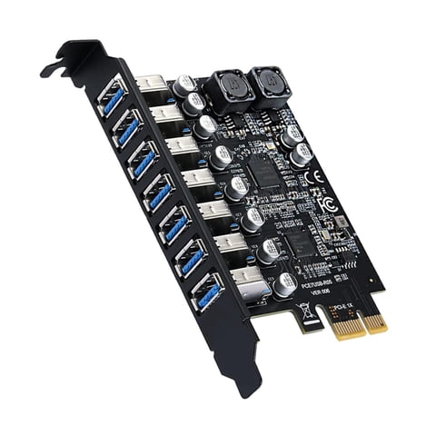 Magideal - Pcie 7 Puertos Usb 3.0 Tarjeta De Expansión Computer Hub Pci-E 1X Convertidor De De Tercera Generación Pc De Escritorio
