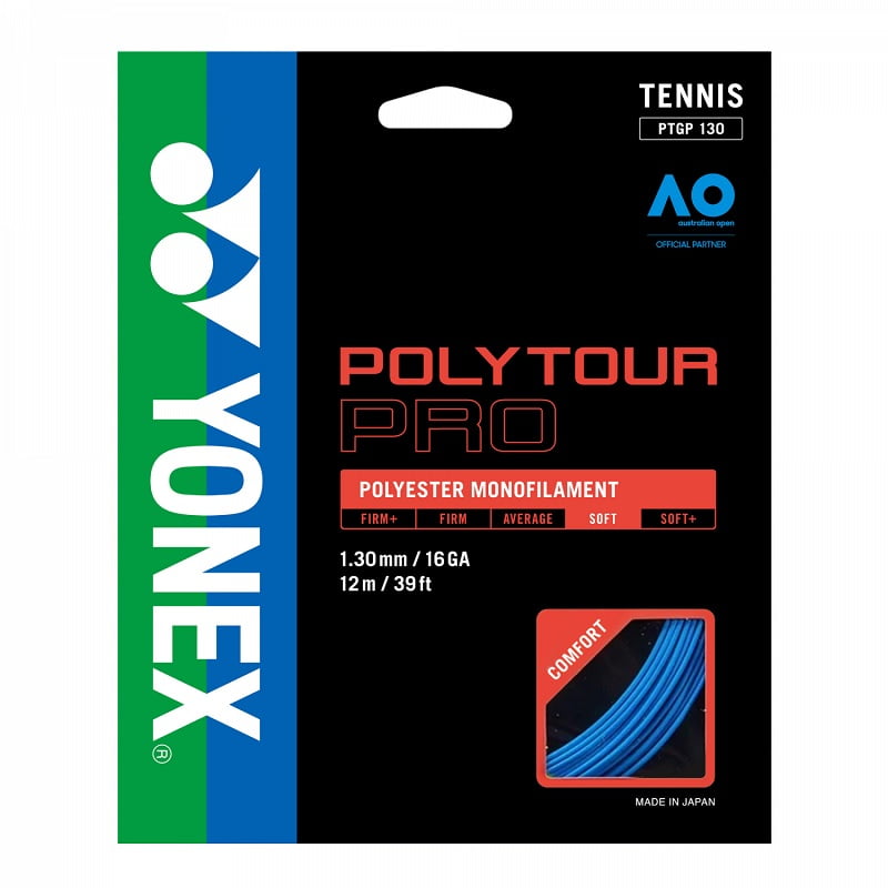 Yonex - Cuerda De Tenis Poly Tour Pro 16l/1.30mm Azul 12 Mts.