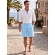 thumbnail image 2 of INSPIRE CHIC Pantalones Cortos de Lino con Cintura Elástica y Cordón para Vacaciones en la Playa para Hombre M Azul Claro, 2 of 5