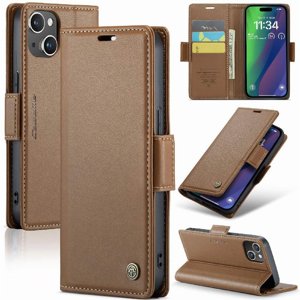 Caseme Tipo Cartera Iphone 15 Plus Con Cierre Magnético, Rfid, Tarjetero, Soporte, Carga Inalámbrica