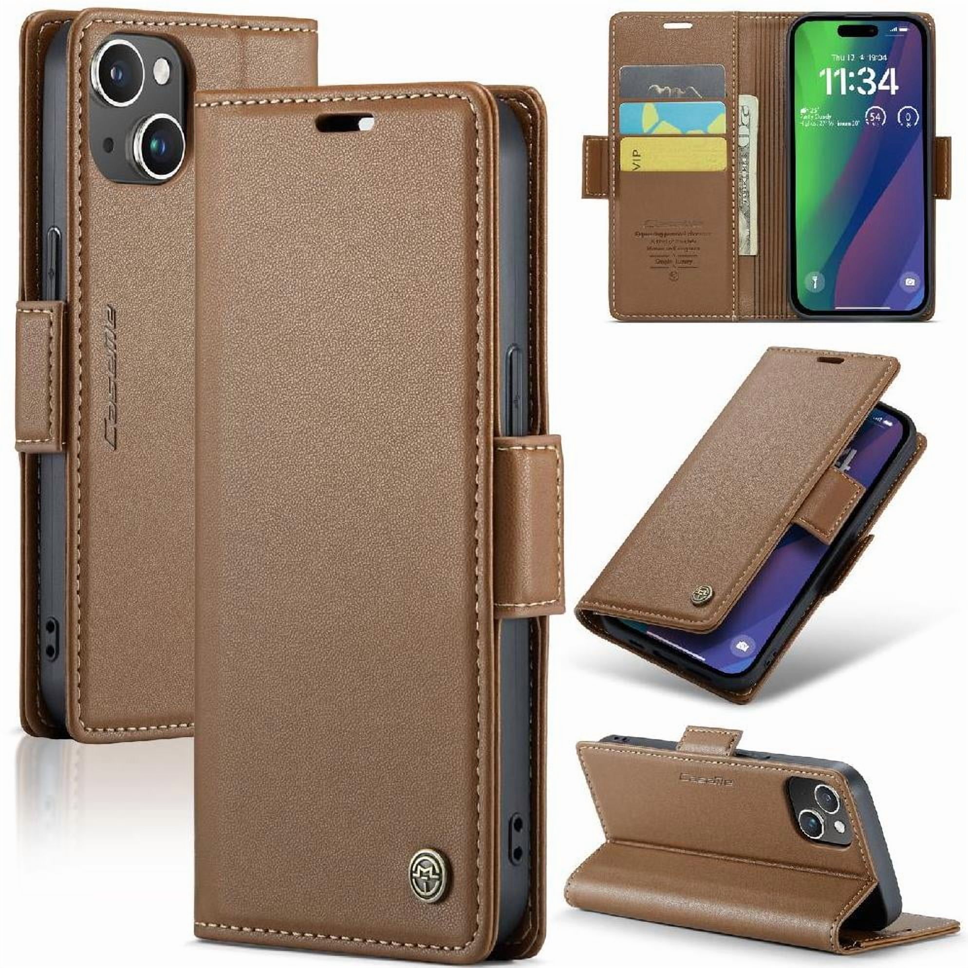 Caseme Tipo Cartera Iphone 15 Plus Con Cierre Magnético, Rfid, Tarjetero, Soporte, Carga Inalámbrica