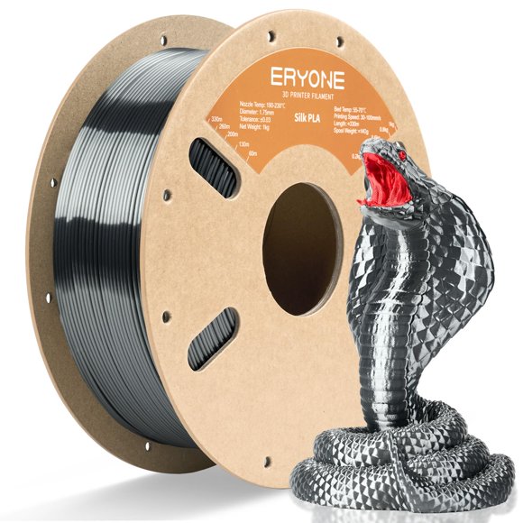 Filamento PLA ERYONE 1,75 mm 1 kg Gris Gunmetal Seda