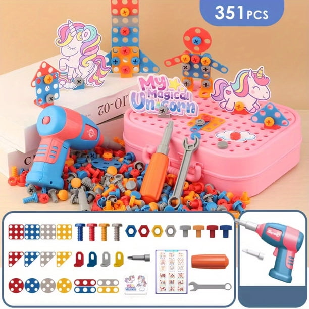 351pcs STEM Learning Toys - Unleash Your Child's Creative Engineering Potential with Electric Drill DIY Educational Set!