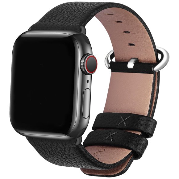 Correa de piel Fullmosa para Apple Watch de 38 a 49 mm, color negro
