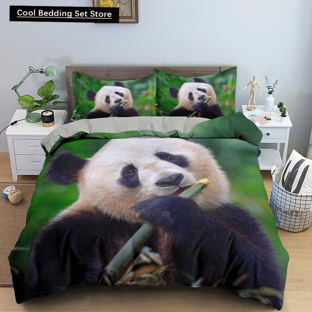 Panda Bedding Set Lovely China Black White Animal Duvet Cover Bamboo Comforter Cover Polyester Quilt Cover Bed Sheets