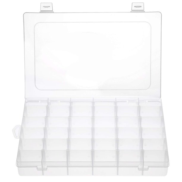 Caja organizadora de joyas Gospire 27 × 17 × 4 cm, 36 compartimentos, plástico transparente