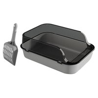 Magideal - Caja De Arena Para Gatos Con Parte Superior Abierta Inodoro Para Gatos Caja De Arena Duradera Para Gatos Lado Alto A Prueba De Salpicaduras Bandeja De , Gris