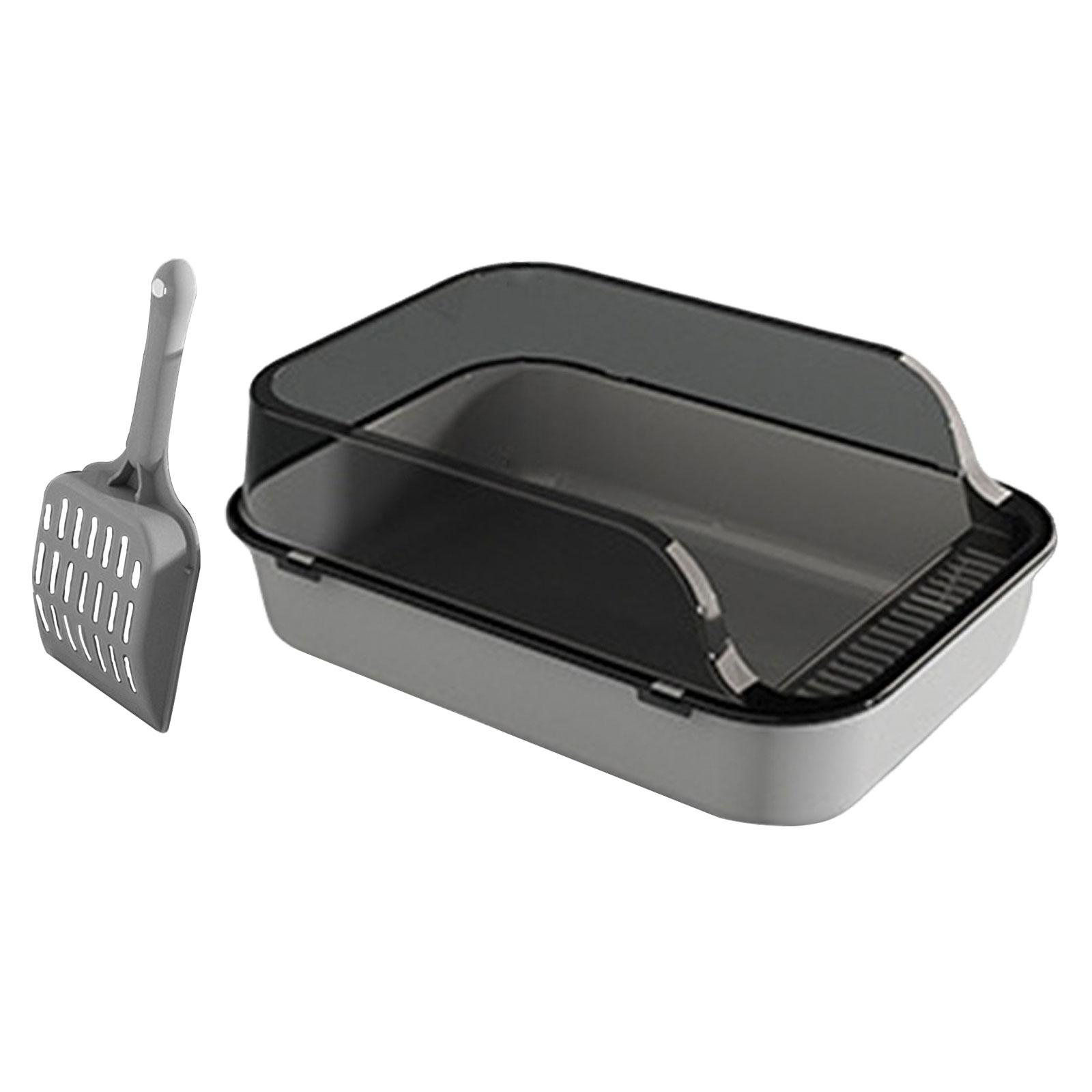 Magideal - Caja De Arena Para Gatos Con Parte Superior Abierta Inodoro Para Gatos Caja De Arena Duradera Para Gatos Lado Alto A Prueba De Salpicaduras Bandeja De , Gris