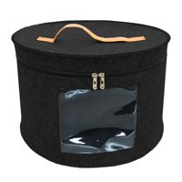 Bothyi - Caja Para Sombreros, Caja Organizadora Redonda De Fieltro Portátil Para Armario, Ropa, Almacenamiento De Juguetes, Color Negro, 33X26Cm