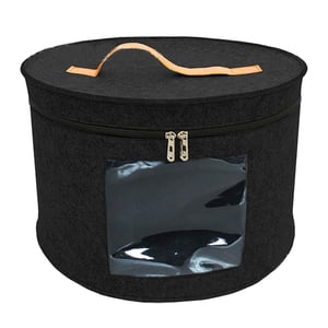 Bothyi - Caja Para Sombreros, Caja Organizadora Redonda De Fieltro Portátil Para Armario, Ropa, Almacenamiento De Juguetes, Color Negro, 33X26Cm