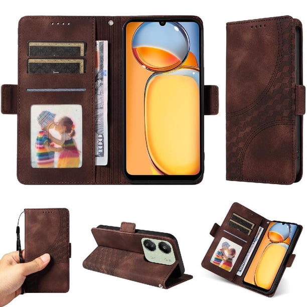 Carcasa FOXDOCK Xiaomi Redmi 13C 5G de cuero PU, diseño acolchado clásico, protección contra caídas y rayones