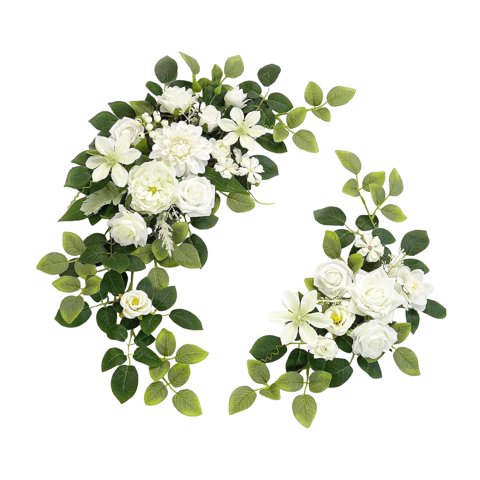Bothyi - 2X Arco De Boda Flores Artificiales Para Ventana Día De San Valentín Blanco