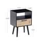 thumbnail image 2 of 15.75" Rattan End table with drawer and solid wood legs, Modern nightstand, side table for living room, bedroom, black, 2 of 3