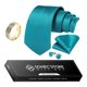 thumbnail image 2 of Corbata Hombre Seda En Caja + Anillo Dorado, Paño Y Colleras turquesa Talla Única, 2 of 4